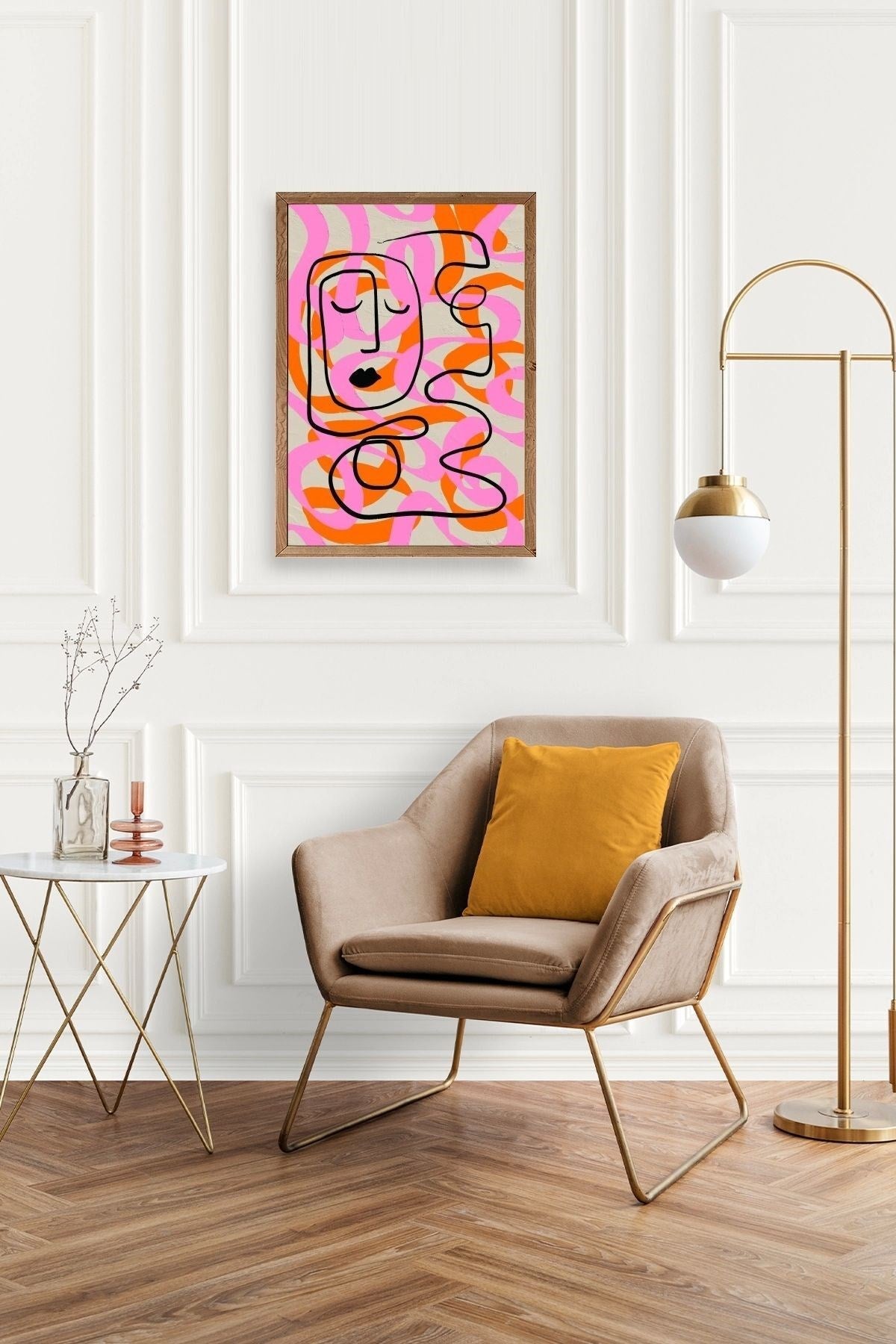 Soyut Ahşap Çerçeveli Tablo 50 x 70