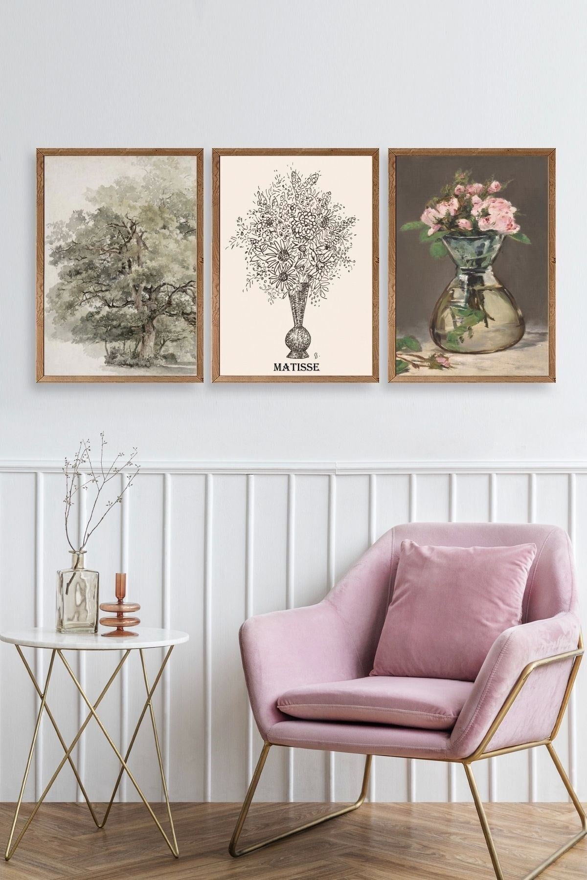 Matisse Üçlü Ahşap Çerçeveli Tablo 40 x 60