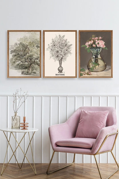 Matisse Üçlü Ahşap Çerçeveli Tablo 40 x 60