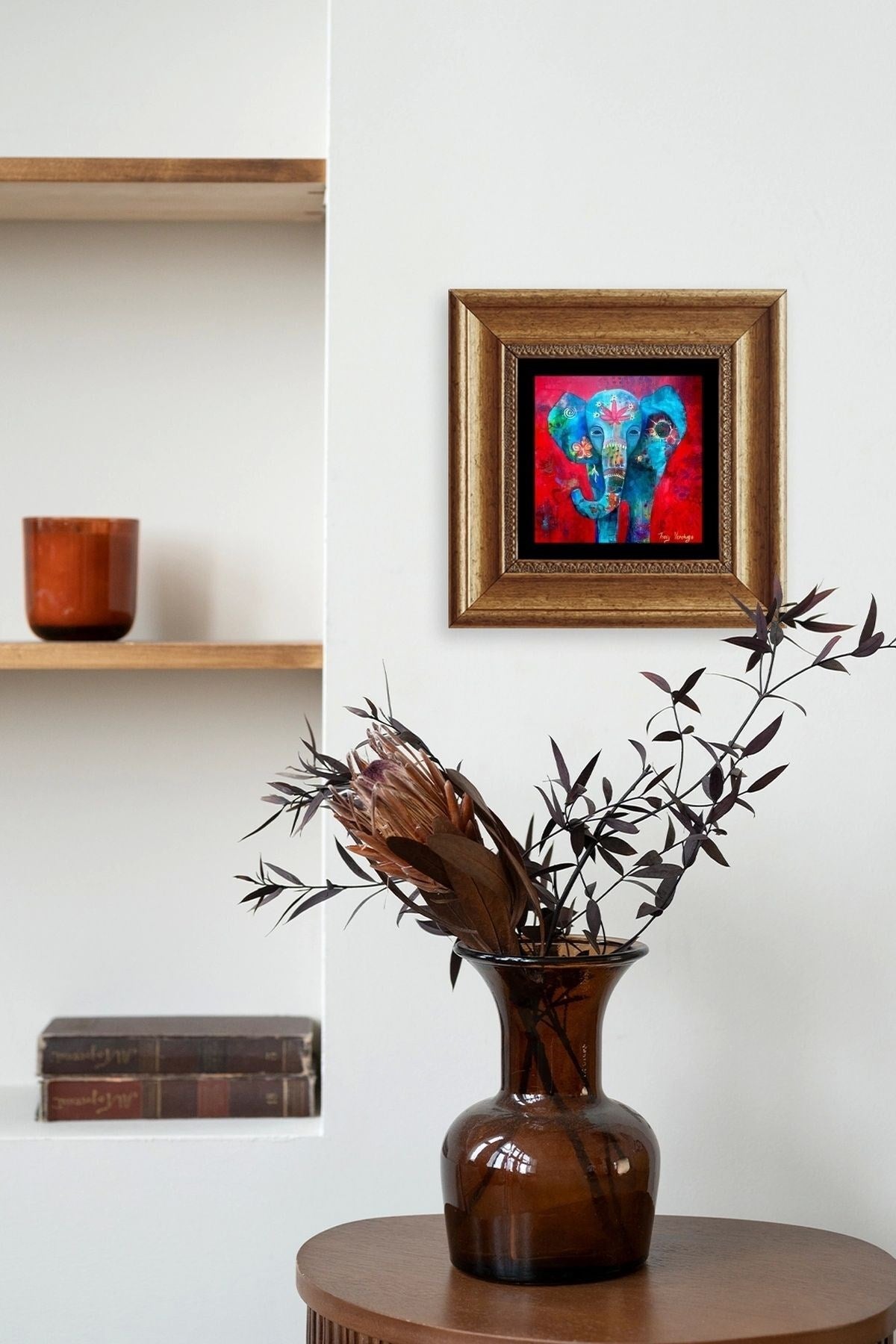 Fil Çerçeveli Taş Tablo 20 cm