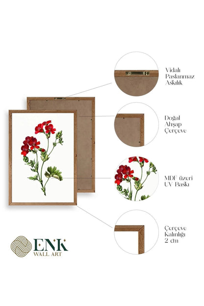 Çiçekler Ahşap Çerçeveli Tablo 50 x 70