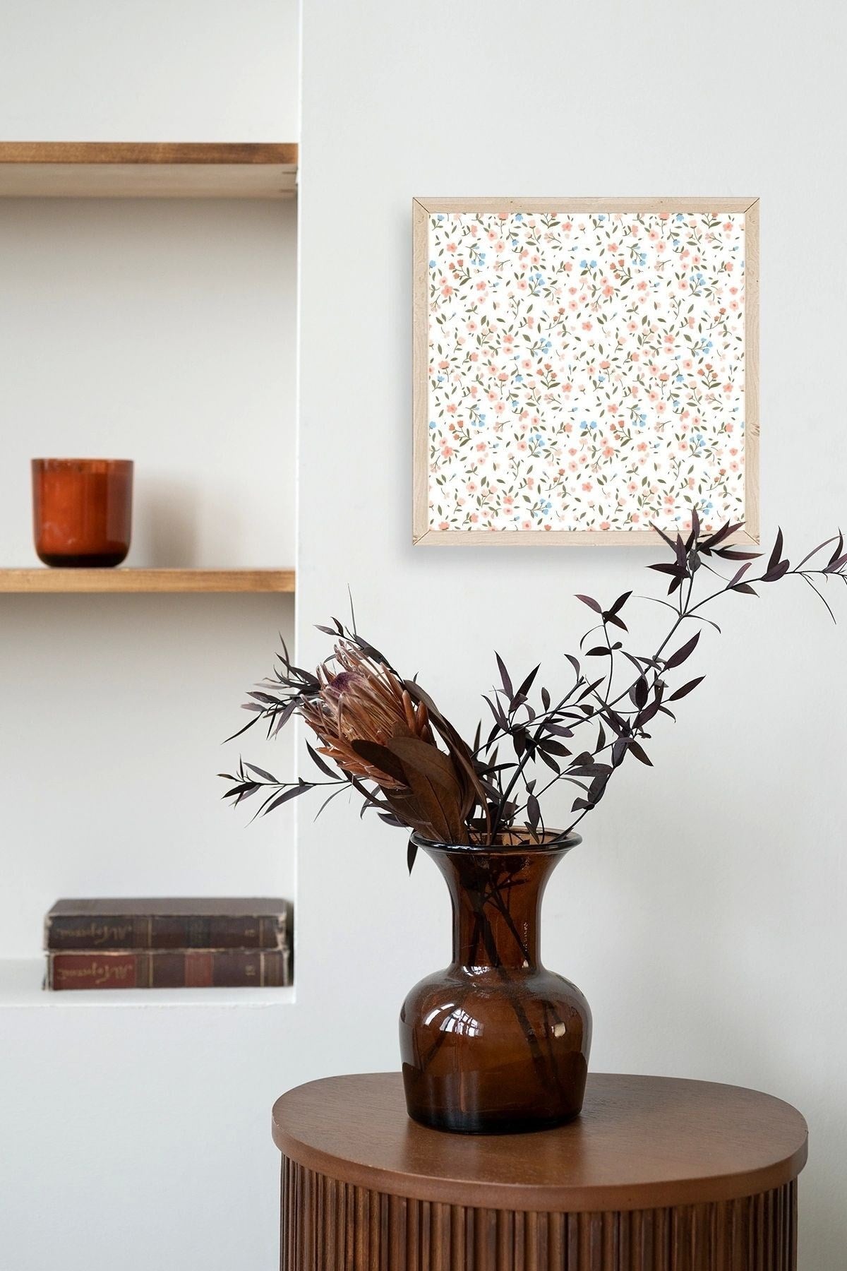 Çiçek Ahşap Çerçeveli Tablo 23 x 23