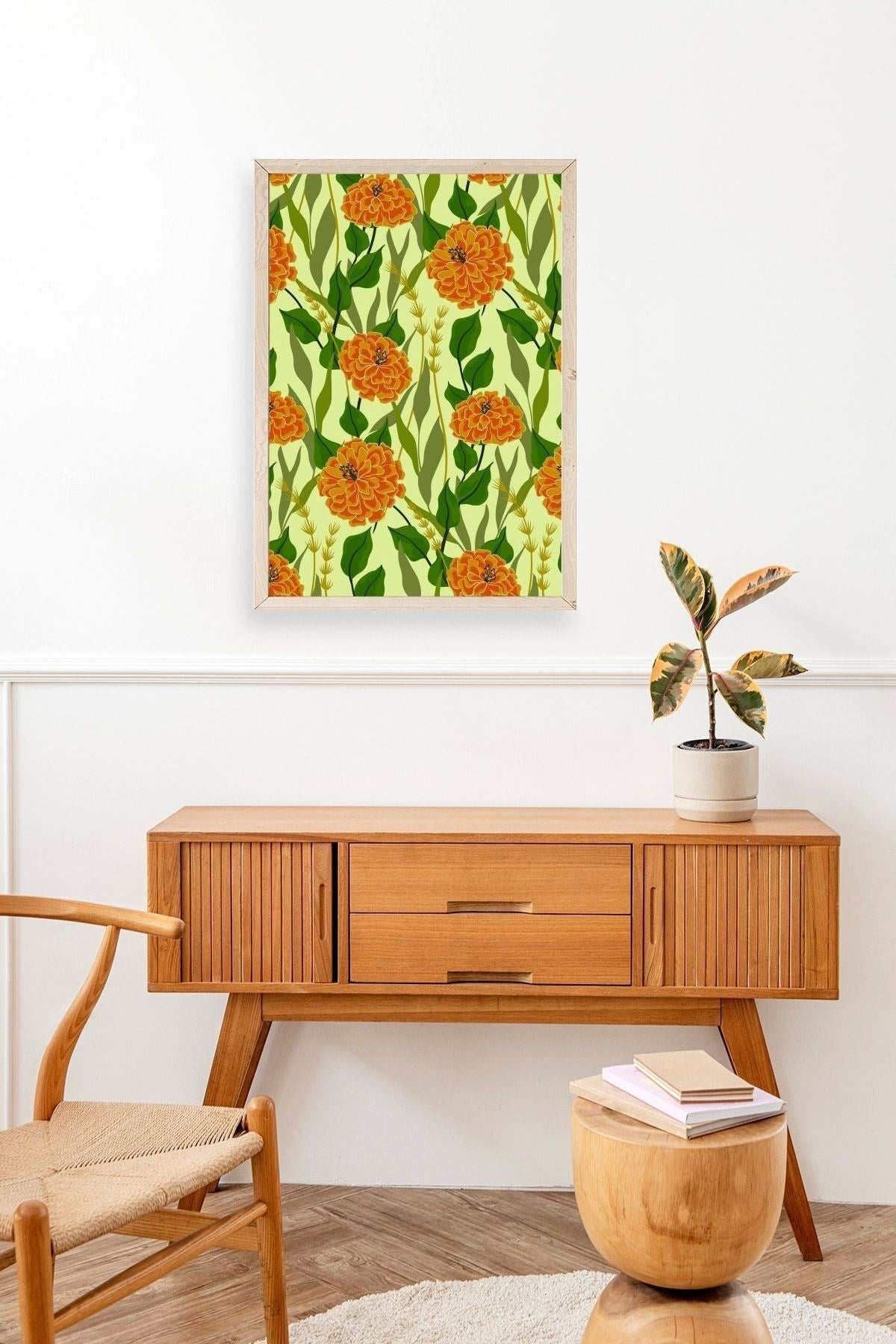 Çiçekler Ahşap Çerçeveli Tablo 50 x 70