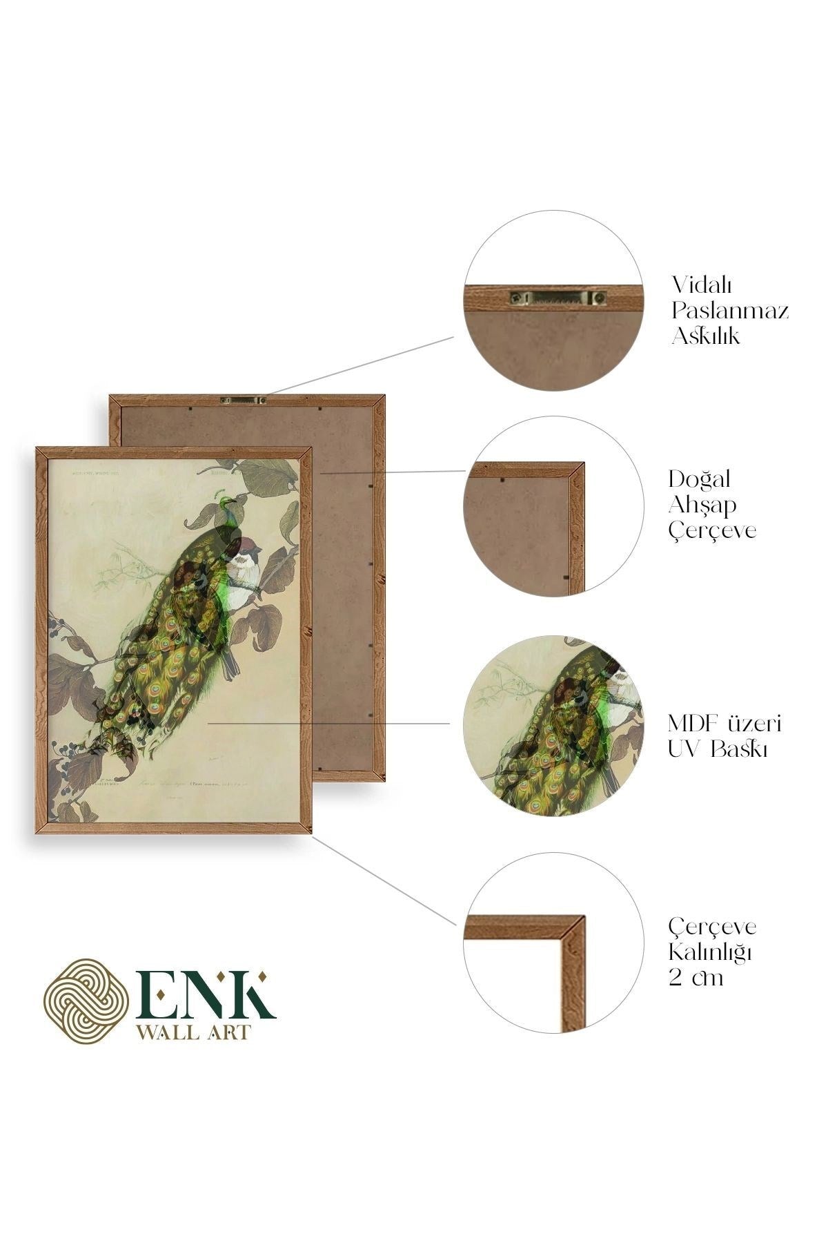 Kuş Ahşap Çerçeveli Tablo 17 x 23