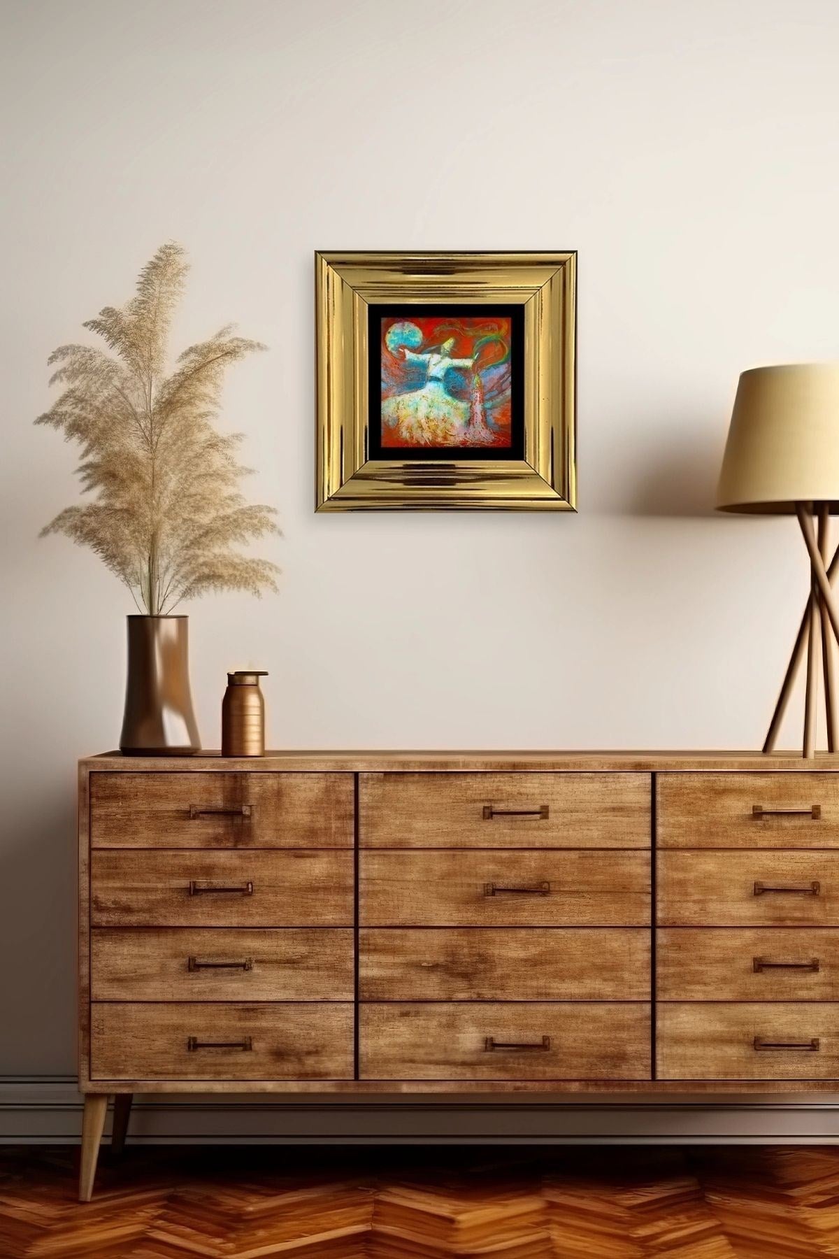 Semazen Çerçeveli Taş Tablo 20 cm