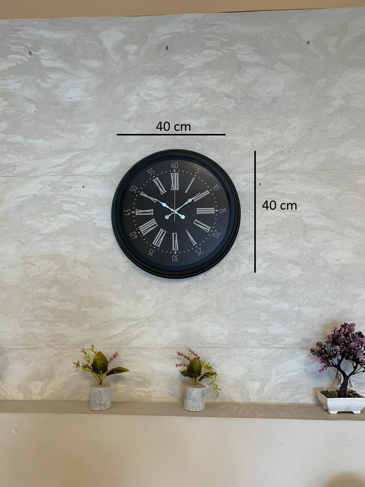 Zentime 40 Cm Siyah Şık Duvar Saati