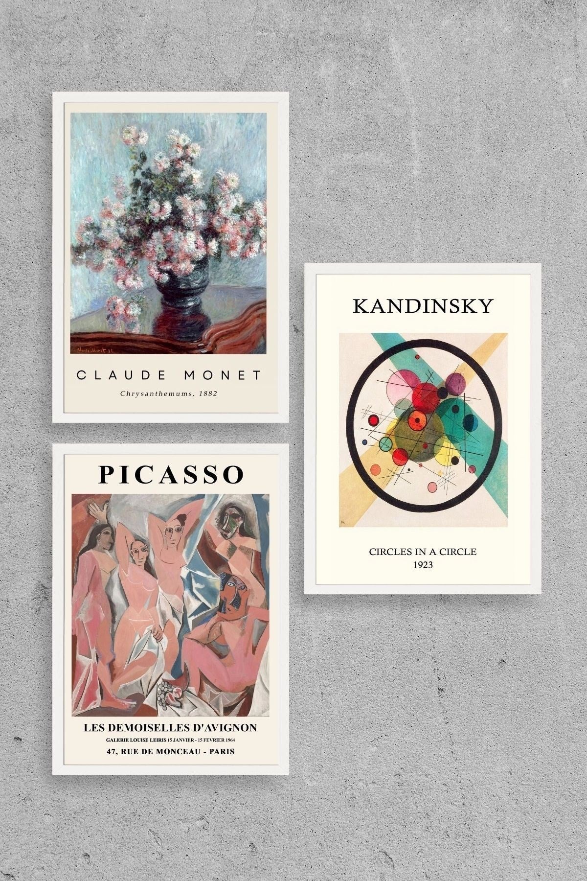 Ünlü Tablolar Üçlü Ahşap Çerçeveli Tablo 23 x 30