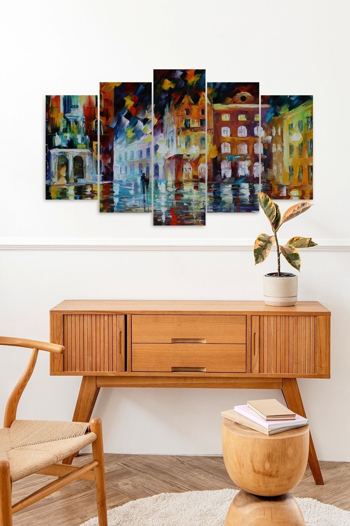 Sonbahar Yağmur 5 Parçalı Mdf Tablo 60 x 100