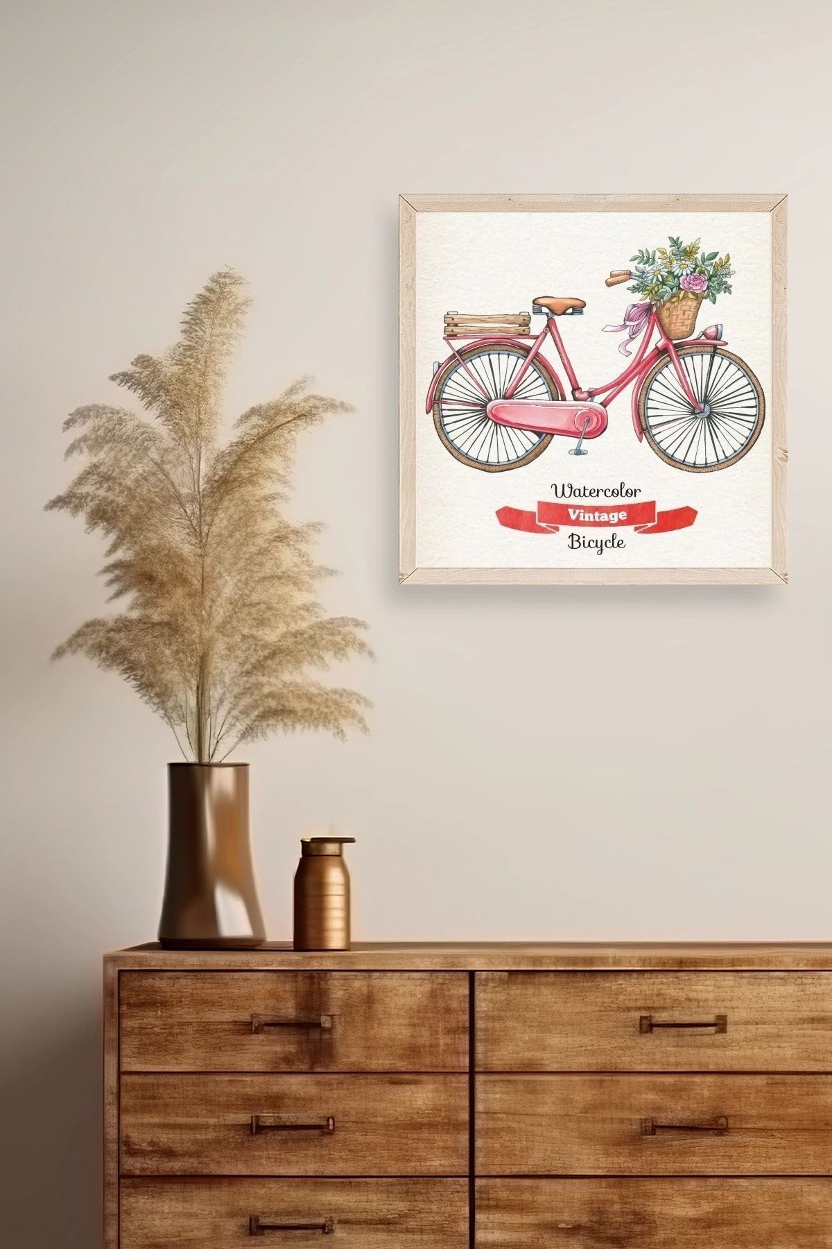 Bisiklet Ahşap Çerçeveli Tablo 42 x 42