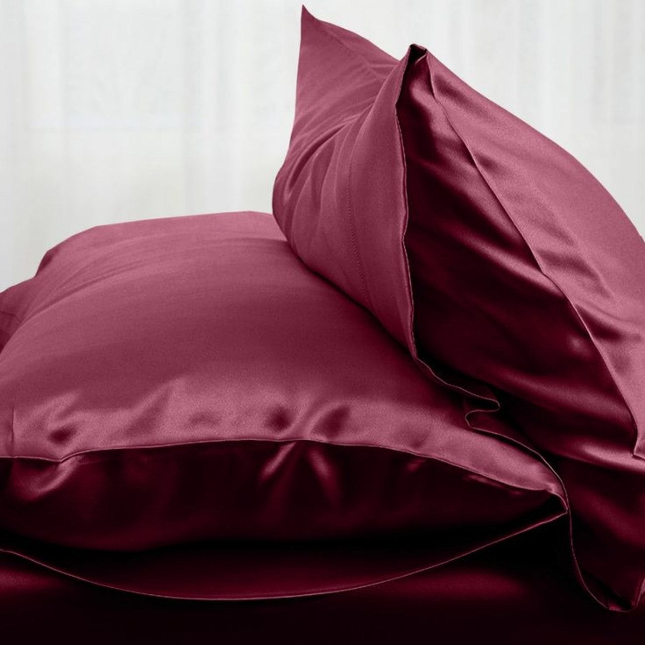 Antibakteriyel Terletmeyen İpek Saten Yastık Kılıfı 2'li 50x70 Bordo