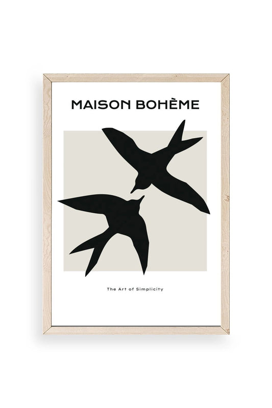 Kuşlar Ahşap Çerçeveli Tablo 17 x 23