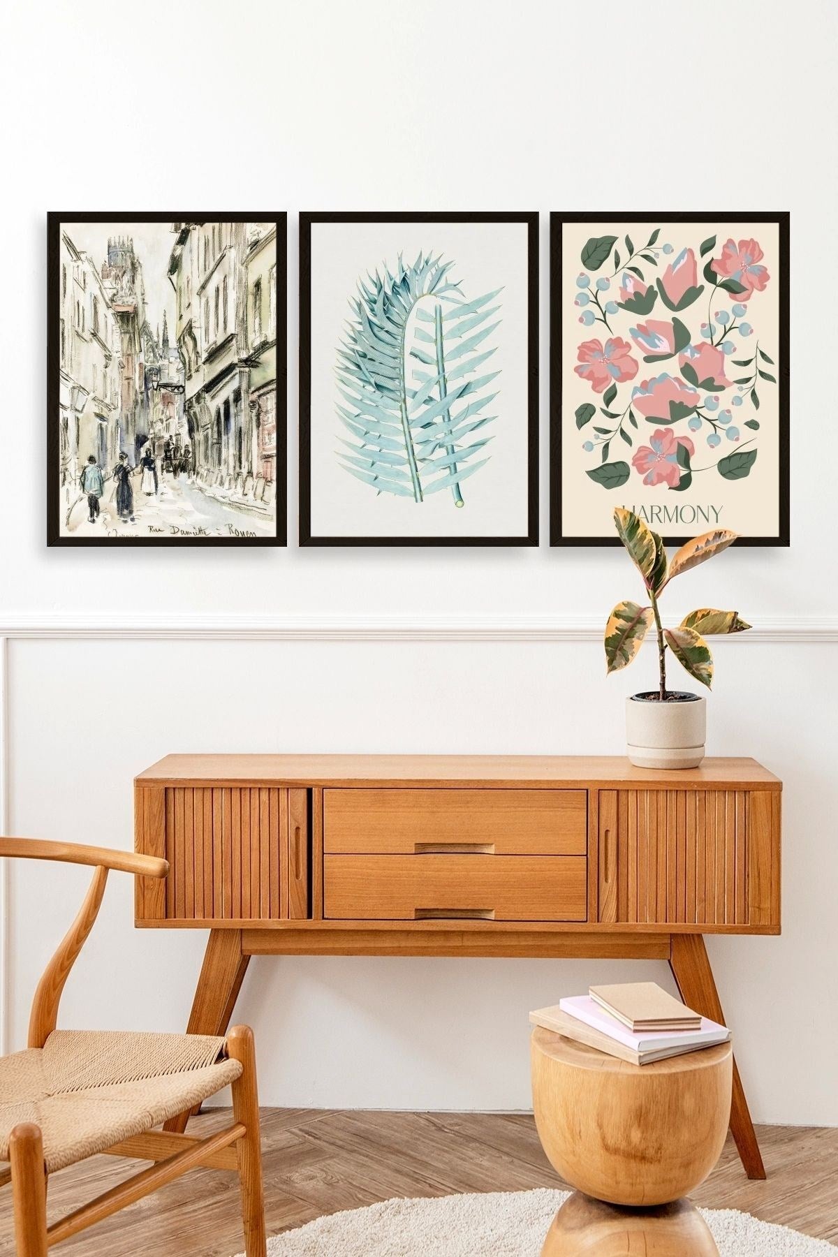 Harmony Üçlü Ahşap Çerçeveli Tablo 50 x 70