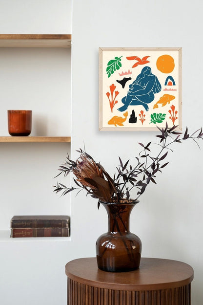 Kadın Ahşap Çerçeveli Tablo 50 x 50