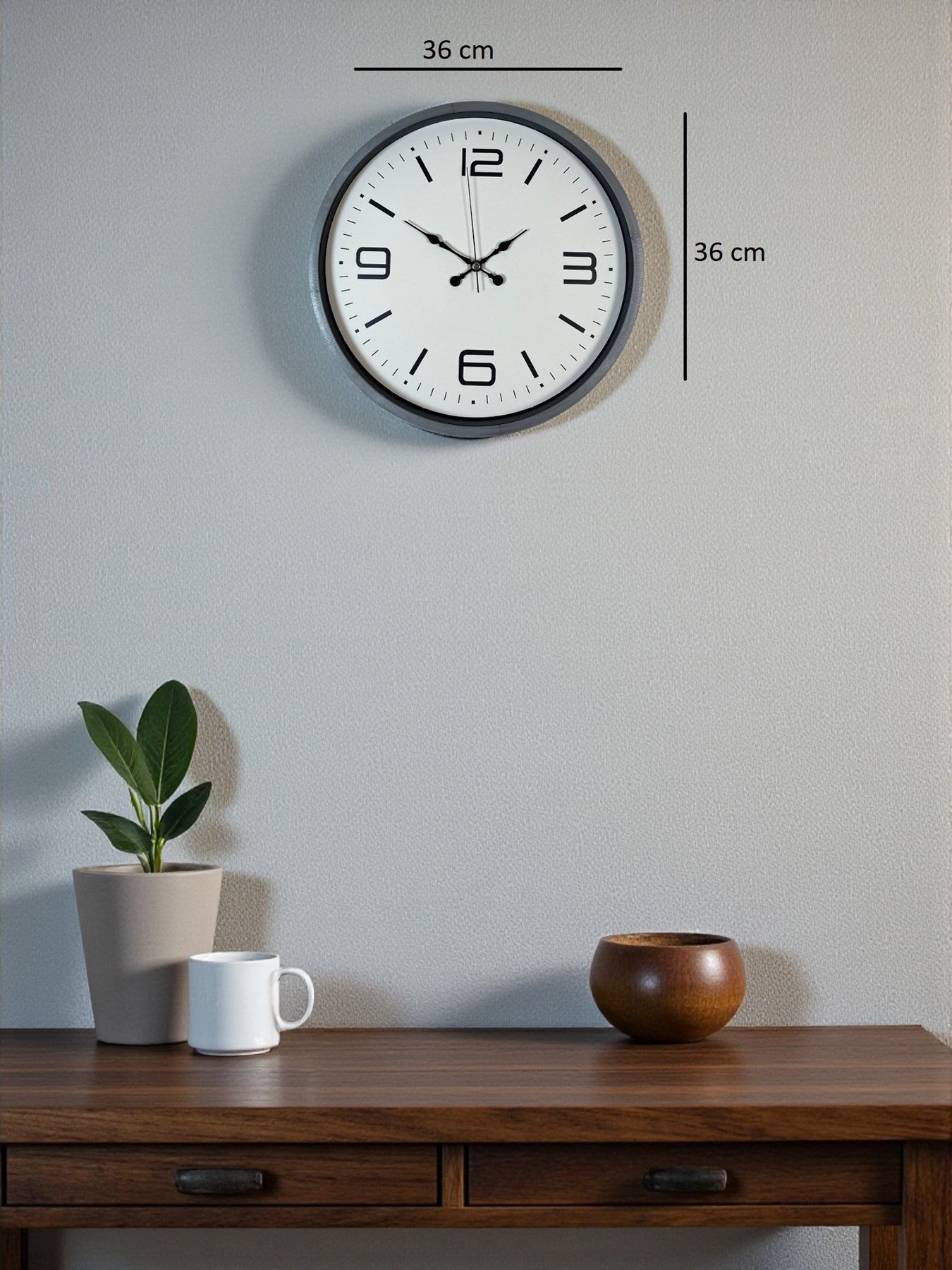 Zentime 36 Cm Gri Dekoratif Duvar Saati