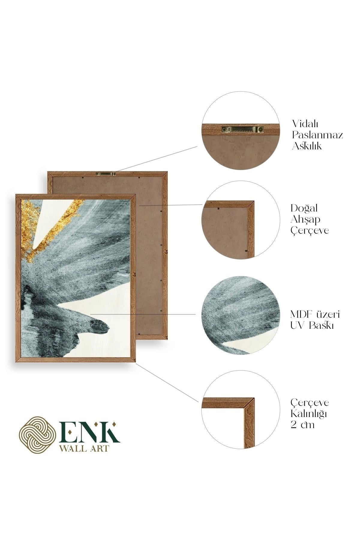 Manzara Üçlü Ahşap Çerçeveli Tablo 50 x 70