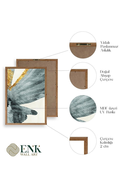 Manzara Üçlü Ahşap Çerçeveli Tablo 50 x 70