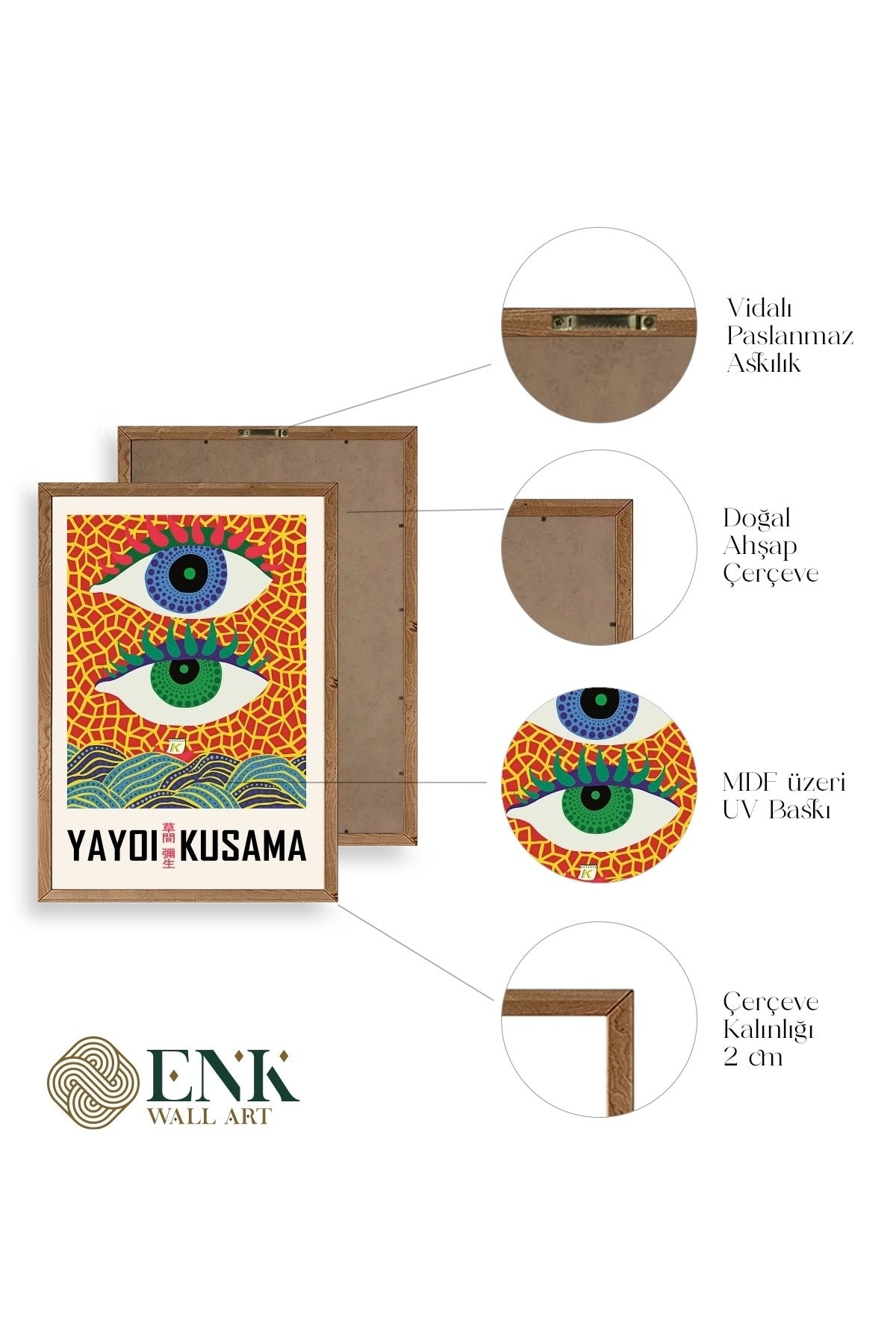 Yayoi Kusama Ahşap Çerçeveli Tablo 17 x 23