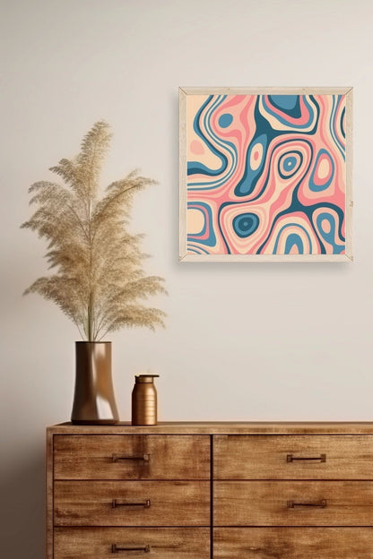 Soyut Ahşap Çerçeveli Tablo 42 x 42