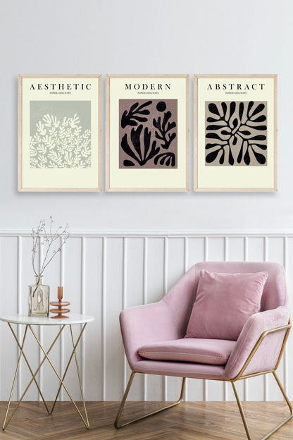 Modern Üçlü Ahşap Çerçeveli Tablo 40 x 60