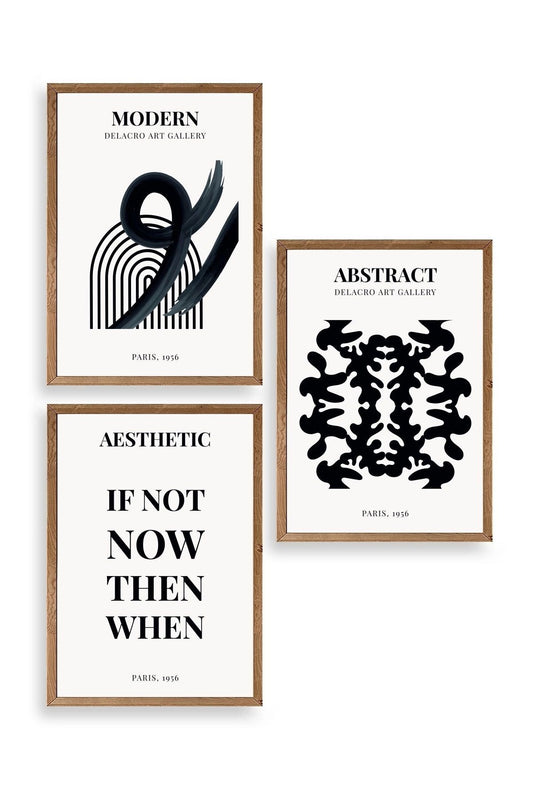 Modern Üçlü Ahşap Çerçeveli Tablo 30 x 40