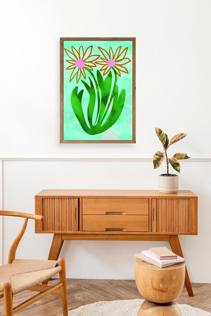 Çiçekler Ahşap Çerçeveli Tablo 17 x 23