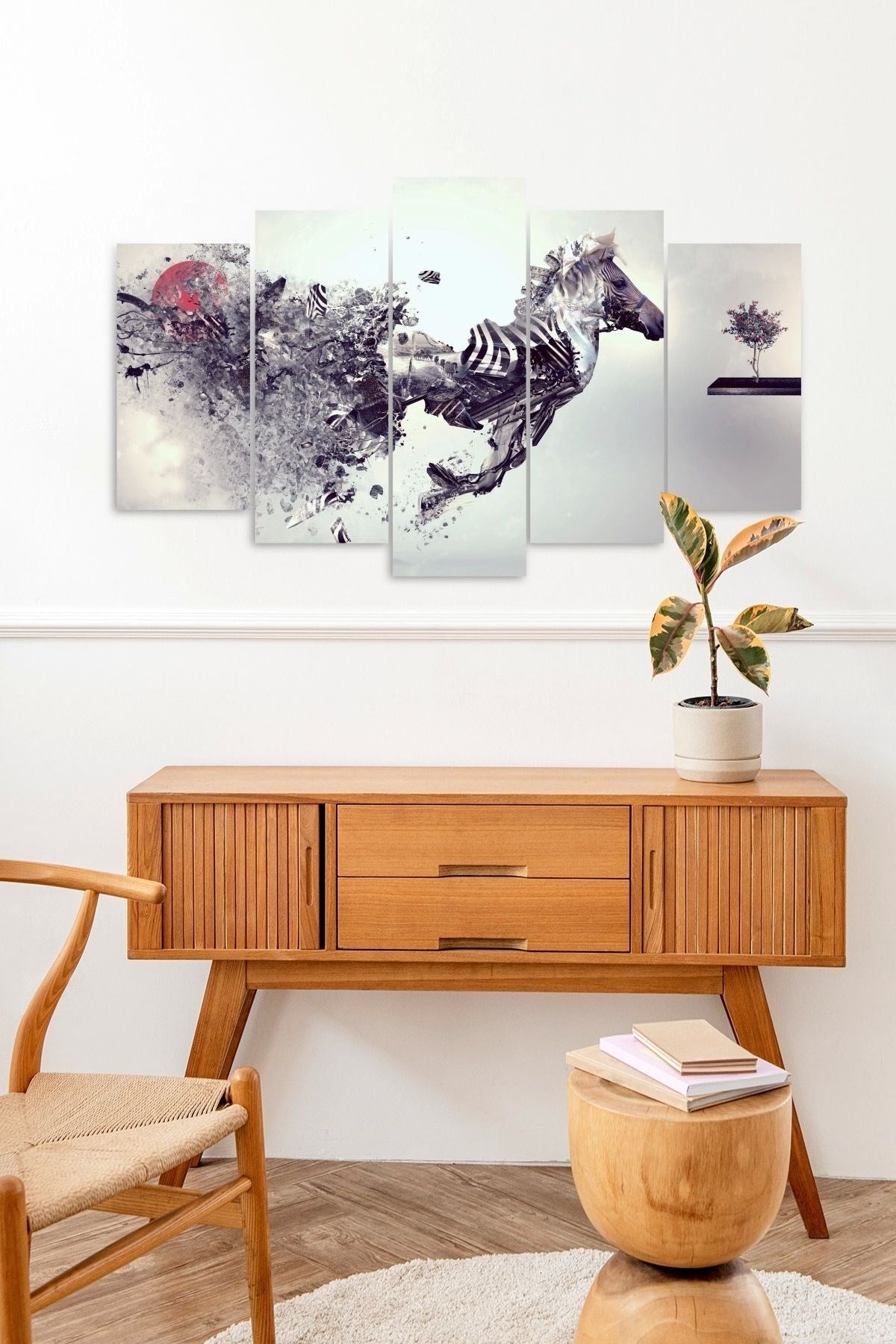 At ve Hüzün 5 Parçalı Mdf Tablo 60 x 100