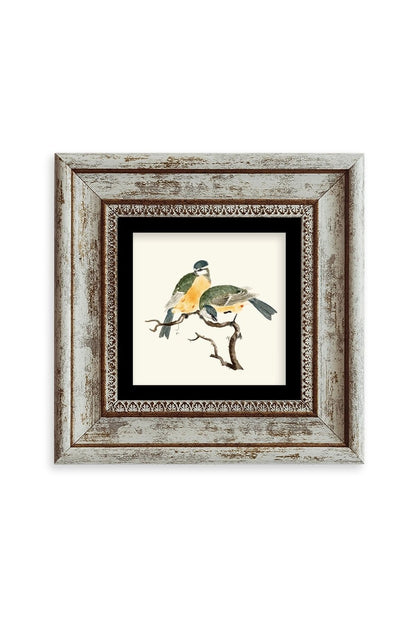 Dalda İki Kuş Çerçeveli Taş Tablo 20 cm