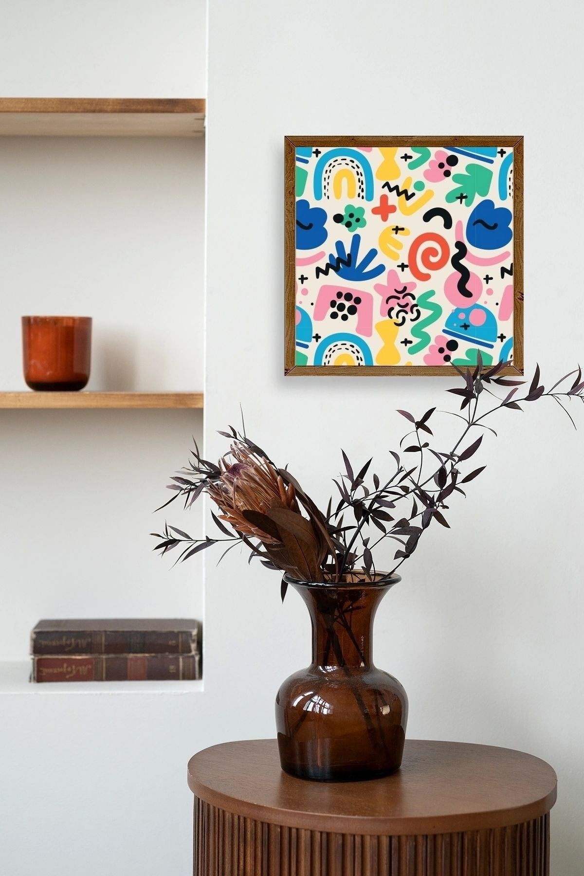 Soyut Ahşap Çerçeveli Tablo 23 x 23