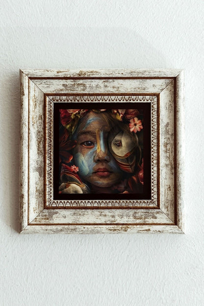 Afrikalı Çocuk Çerçeveli Taş Tablo , Çerçeveli Taş Duvar Dekoru-enkcrcvtbl-00191 20 cm