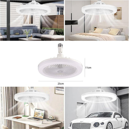 BUFFER®E27 Duylu 3 Farklı Işık Modlu ve 3 Seviye Fan Güçlü Uzaktan Kumandalı, Sessiz Kullanımlı, Kolay Kurulumlu,Led Işıklı Tavan Pervane Vantilatörü