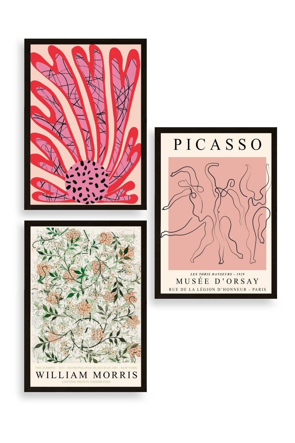 Ünlü Tablolar Üçlü Ahşap Çerçeveli Tablo 40 x 60