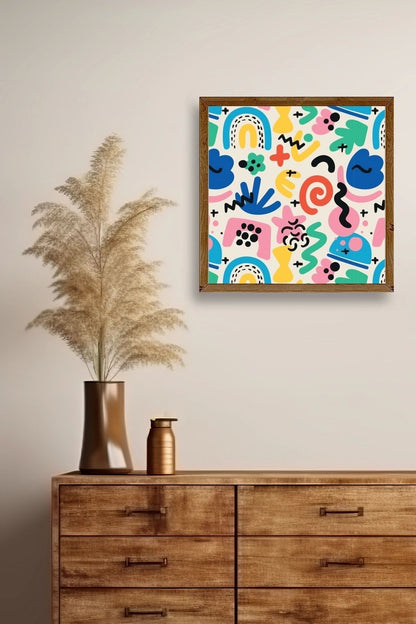 Soyut Ahşap Çerçeveli Tablo 23 x 23