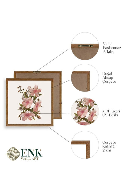 Çiçek Ahşap Çerçeveli Tablo 23 x 23