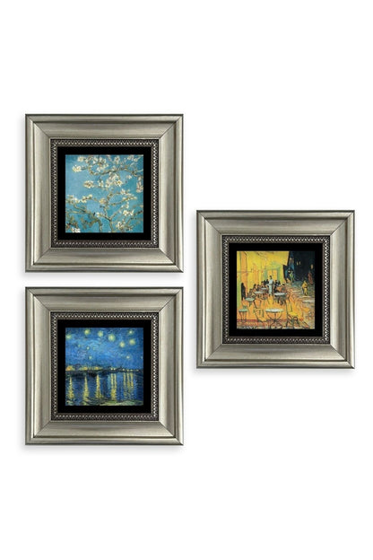 Van Gogh 3 lü Set Çerçeveli Taş Tablo 20 cm