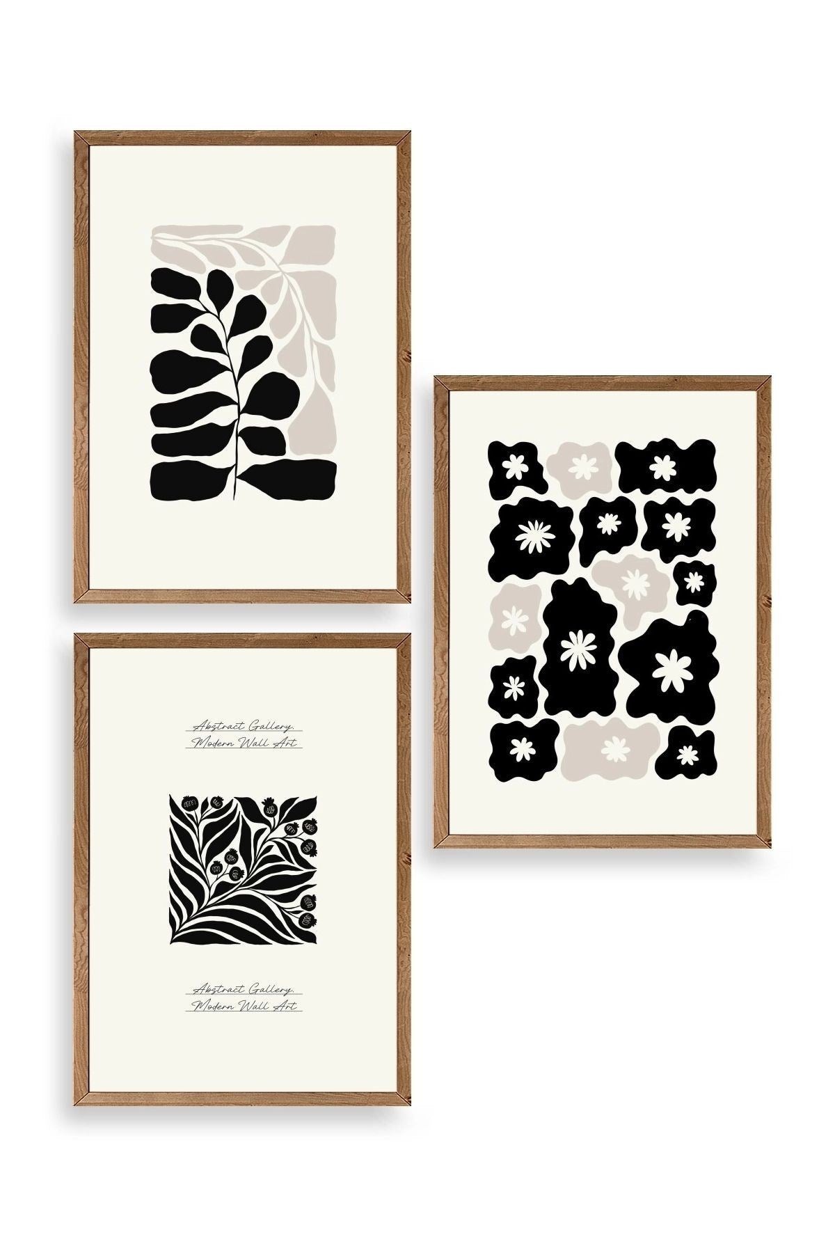 Modern Üçlü Ahşap Çerçeveli Tablo 50 x 70