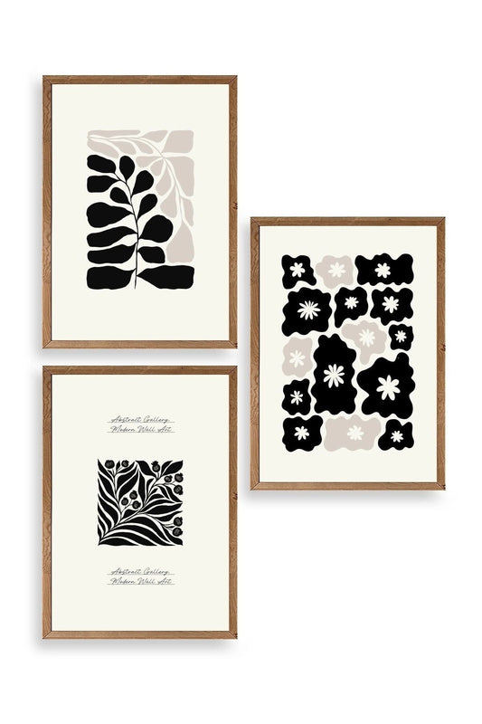 Modern Üçlü Ahşap Çerçeveli Tablo 50 x 70