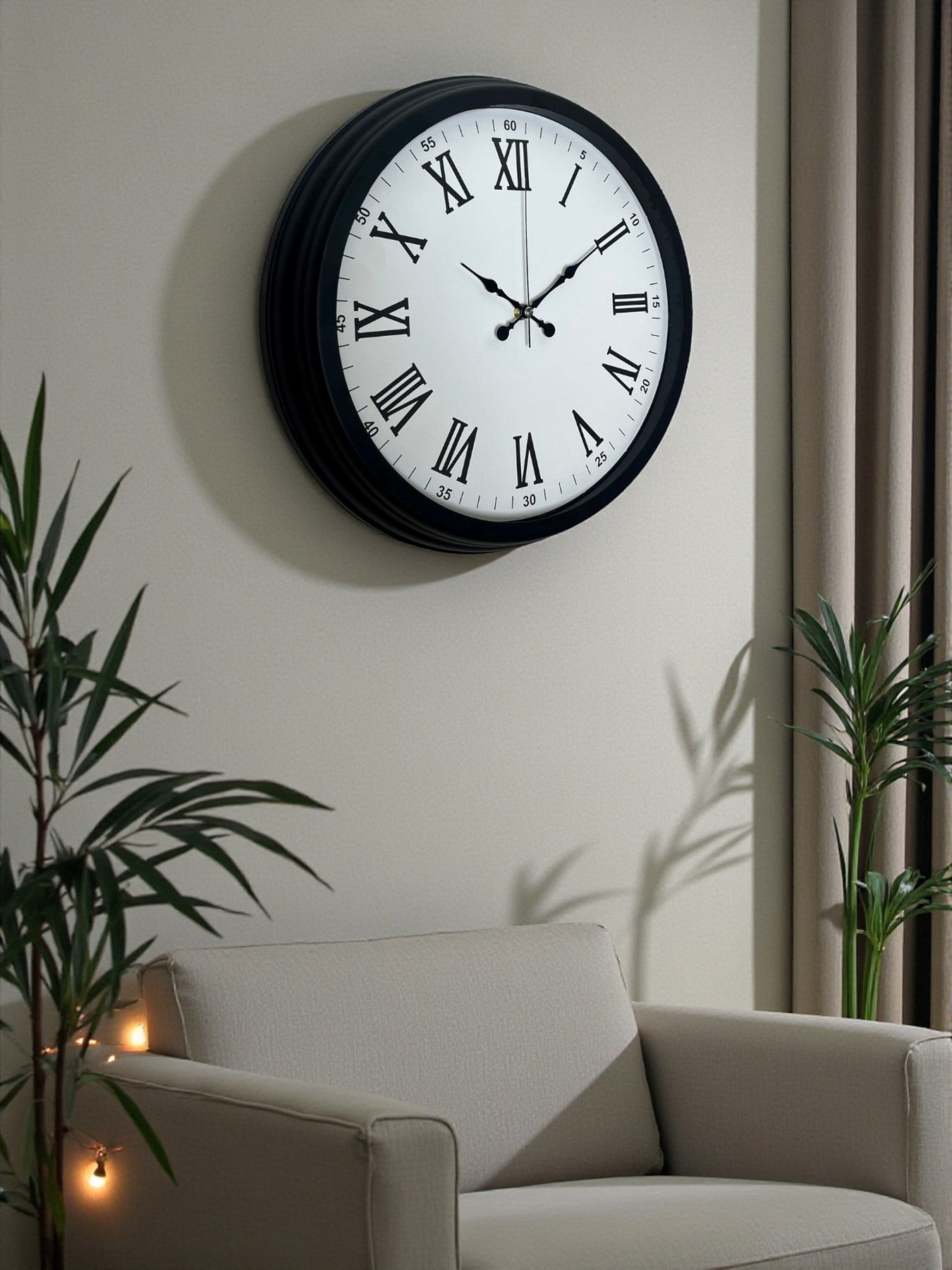 Siyah Klasik & Şık 40 Cm Metal Duvar Saati