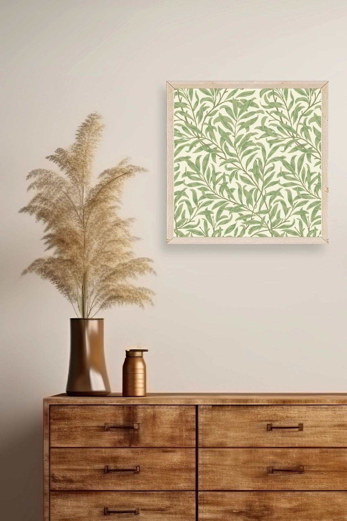 Yapraklar Ahşap Çerçeveli Tablo 23 x 23