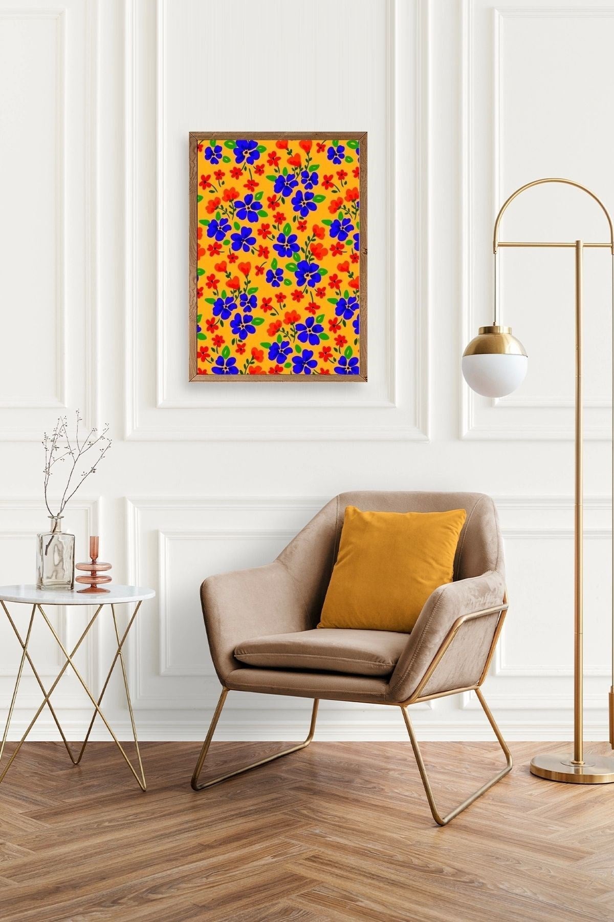 Çiçekler Ahşap Çerçeveli Tablo 17 x 23