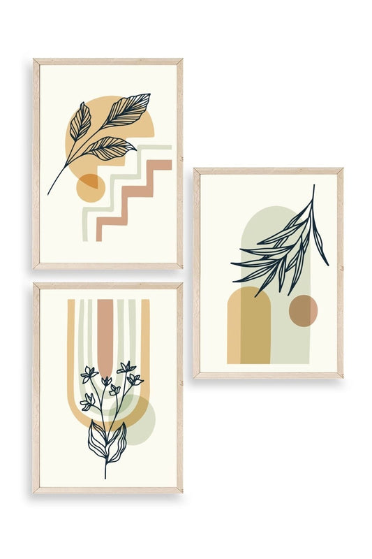 Manzara Üçlü Ahşap Çerçeveli Tablo 50 x 70