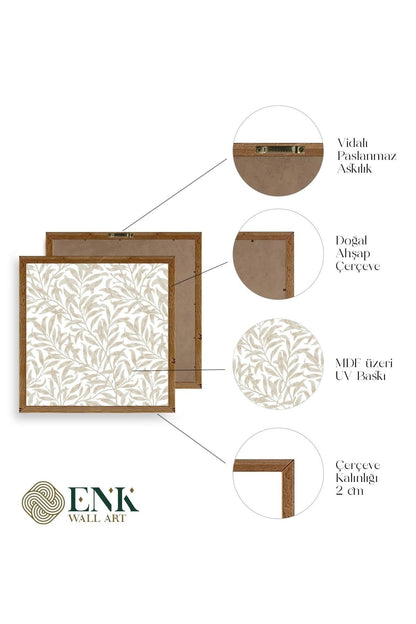 Yaprak Ahşap Çerçeveli Tablo 50 x 50