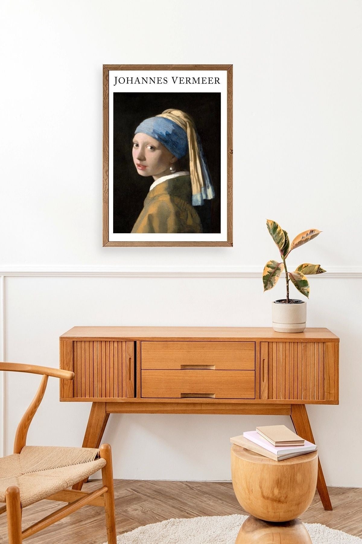 İnci Küpeli Kız Ahşap Çerçeveli Tablo 30 x 42