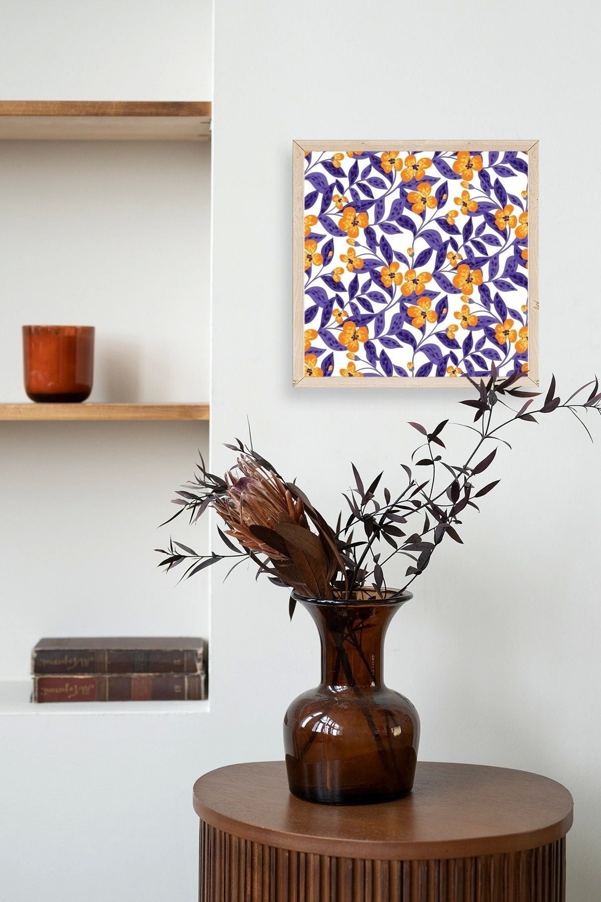 Çiçek Ahşap Çerçeveli Tablo 23 x 23