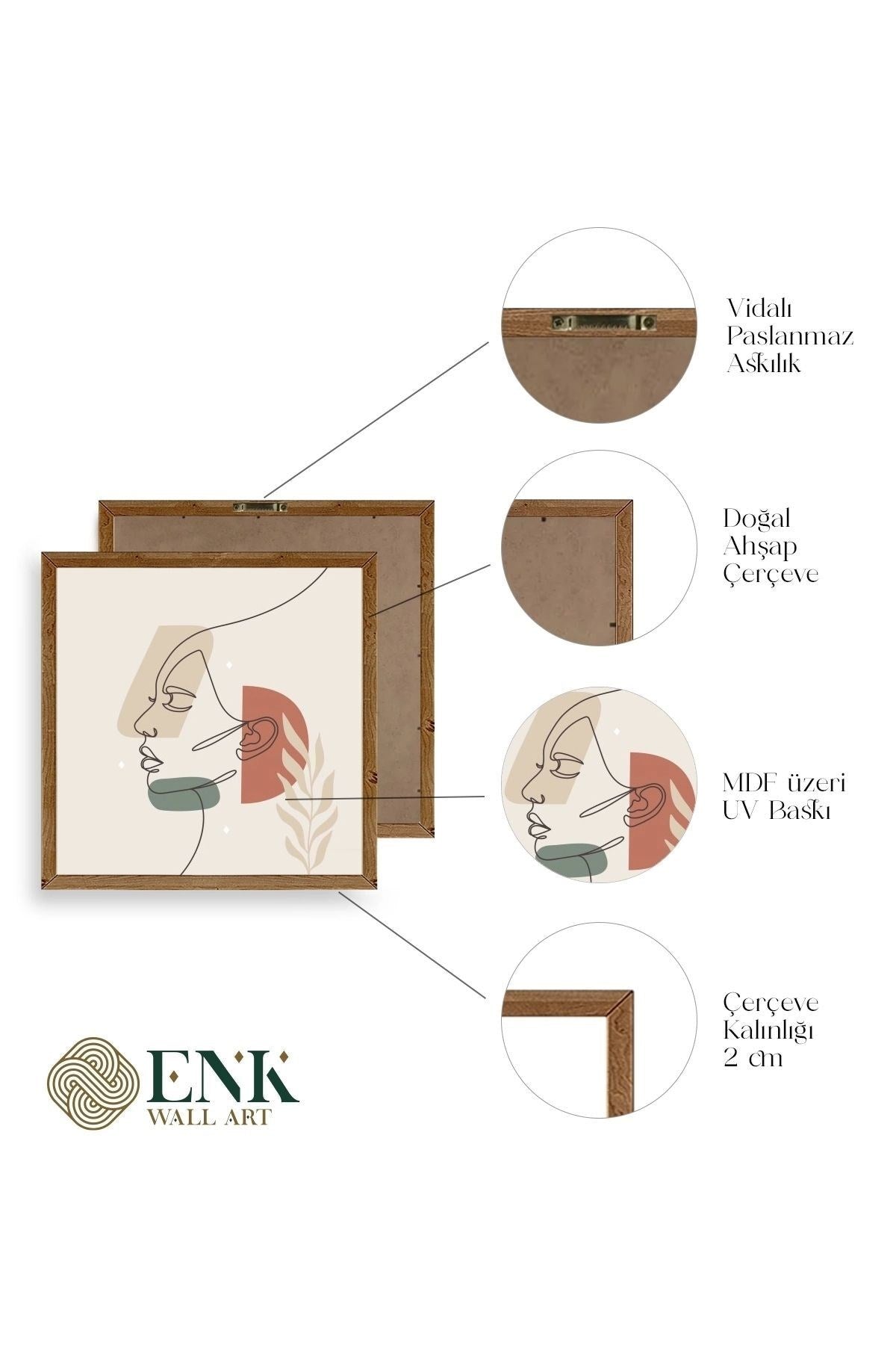 Kadın Ahşap Çerçeveli Tablo 23 x 23