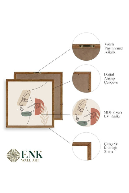 Kadın Ahşap Çerçeveli Tablo 23 x 23