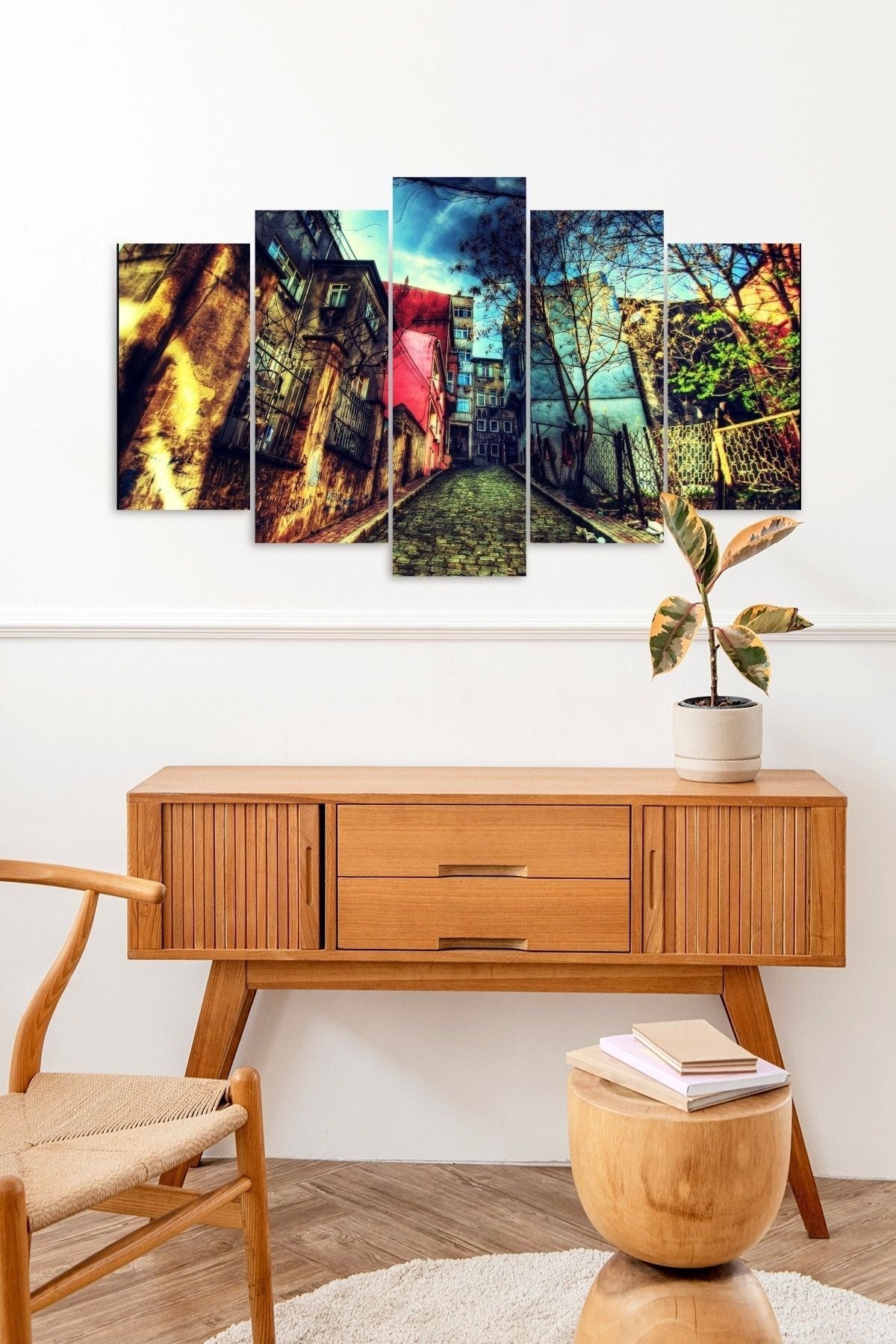 Şehir Manzarası 5 Parçalı Mdf Tablo 60 x 100