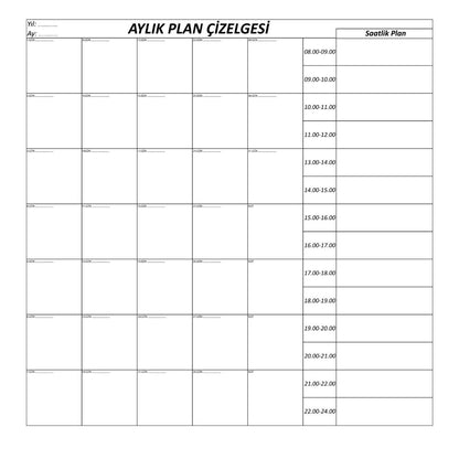 BUFFER® Aylık Planlayıcı Manyetik Duvar Stickerı Takvim Plan Çizelgesi