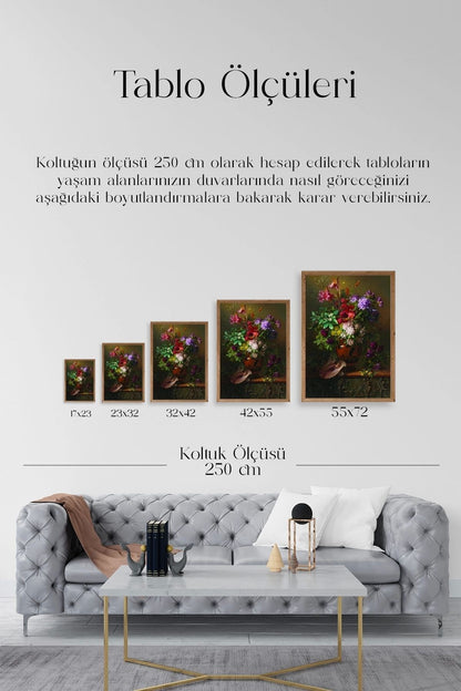 Çiçekler Ahşap Çerçeveli Tablo 17 x 23