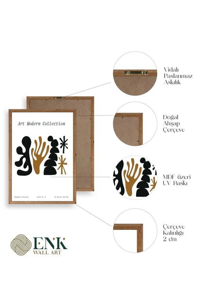 Modern Üçlü Ahşap Çerçeveli Tablo 23 x 30