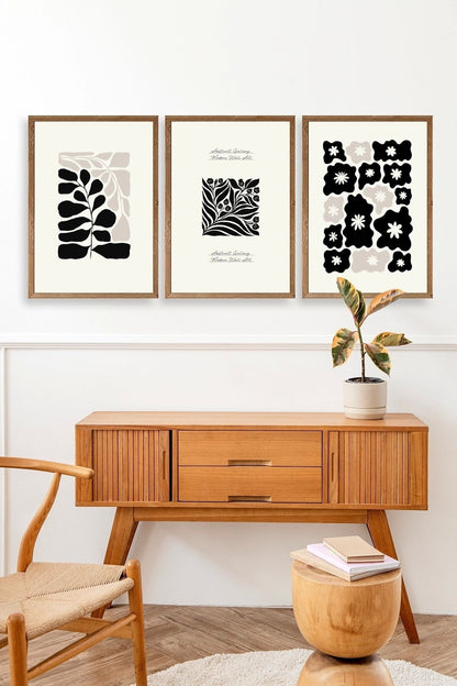 Modern Üçlü Ahşap Çerçeveli Tablo 40 x 60